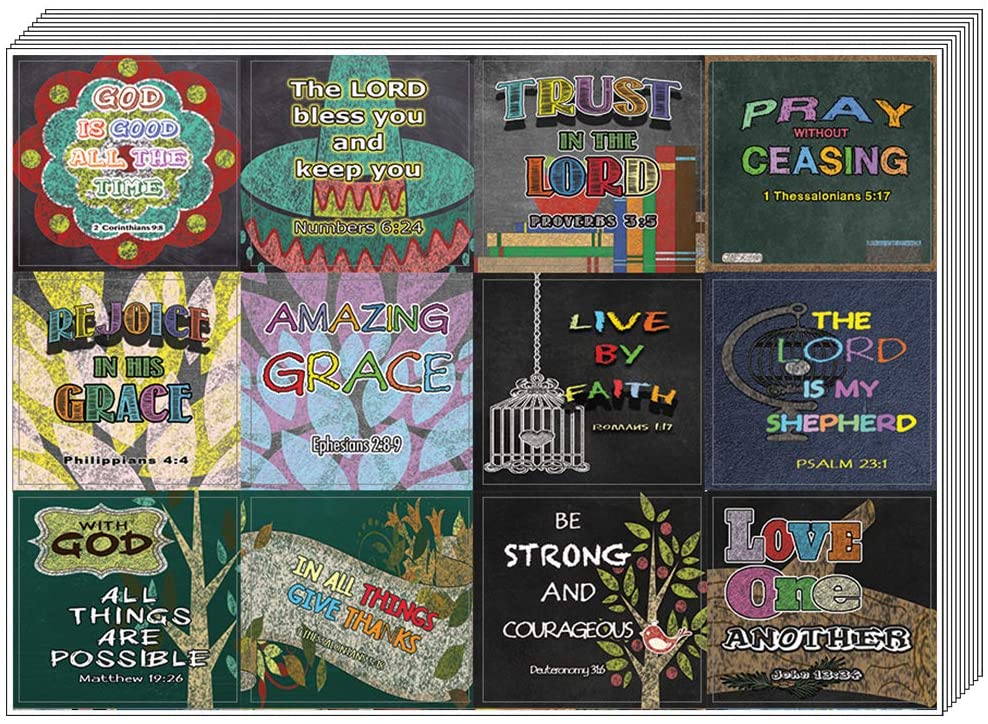 Colorful Bible Verse Stickers (10-Sheet) - Encouraging Colorful Stickers