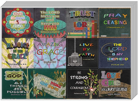Colorful Bible Verse Stickers (20-Sheet) - Great Giftaway Stickers for Ministries