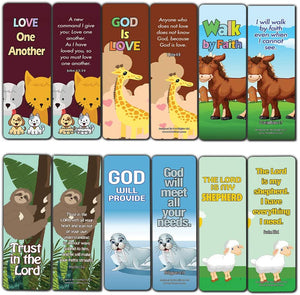 Encouraging Bible Verses Bookmarks for Kids (60-Pack) - Animal Series 2 - Perfect Giveaways for Ministries and Sunday Schools