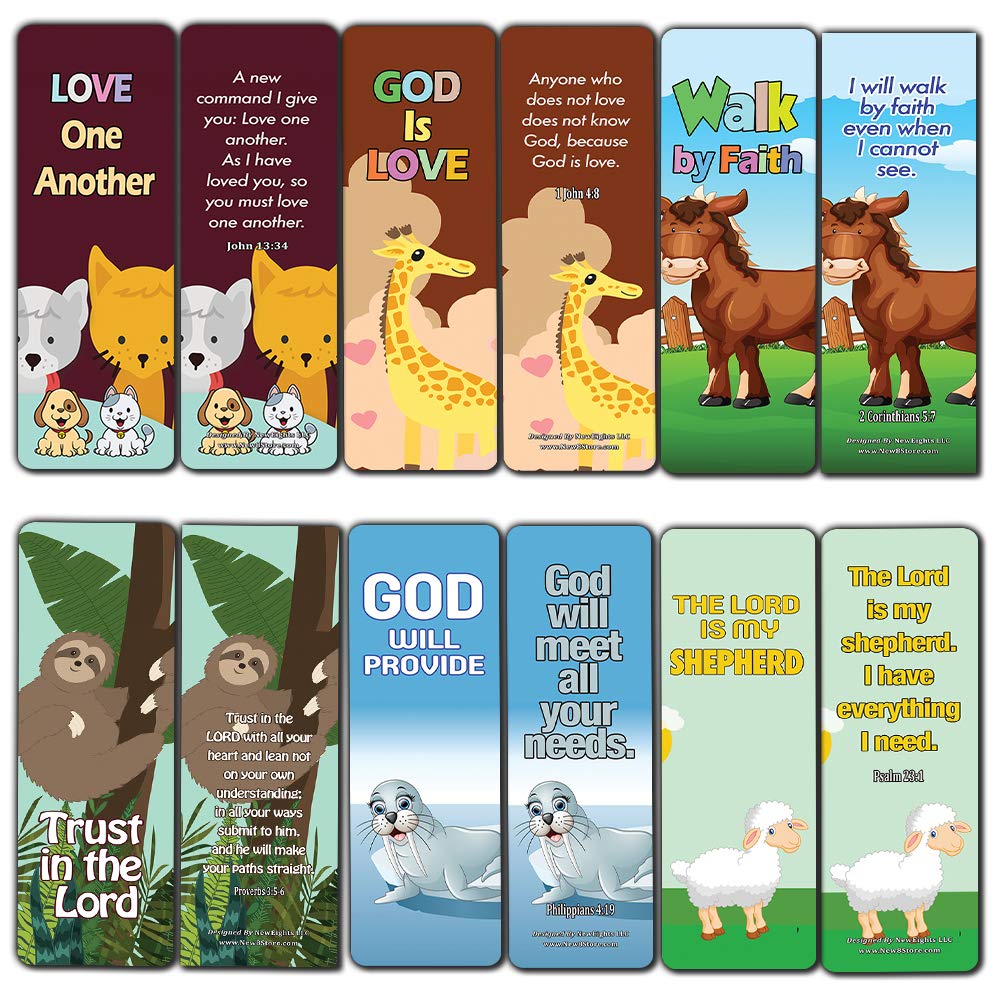 Encouraging Bible Verses Bookmarks for Kids - Animal Series 2