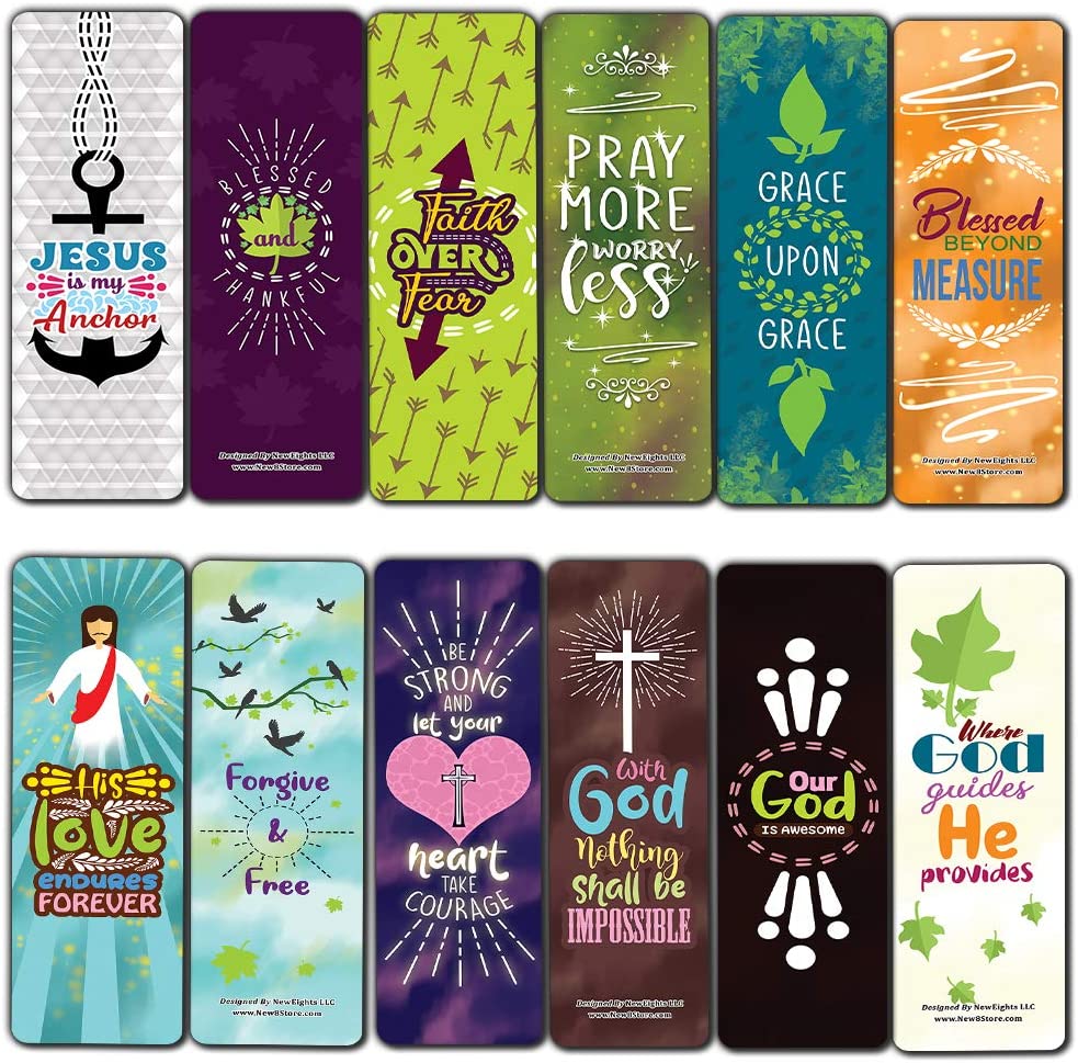 Inspirational Encouragement Christian Quotes Bookmarks Series 2 (60-Pack) - Church Memory Verse Sunday School Rewards - Christian Stocking Stuffers Birthday Party Favors Assorted Bulk Pack