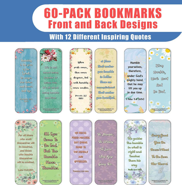NewEights Famous Verses and Quotes on Humility (60-Pack) – Daily Motivational Card Set – Collection Set Book Page Clippers – Ideal for Church Events