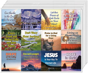 Religious Stickers - Hope and Gratitude (20-Sheet) - Thankful and Increasing Faith Bible Texts - Perfect Giveaways for VBS and Church Ministries