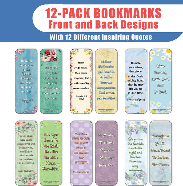 NewEights Famous Verses and Quotes on Humility (12-Pack) – Daily Motivational Card Set – Collection Set Book Page Clippers – Ideal for Church Events
