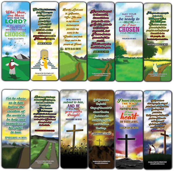 I Choose God Bible Verses Bookmarks Cards (30-Pack) - Stocking Stuffers for Boys Girls - Children Ministry Bible Study Church Supplies Teacher Classroom Incentives Gift