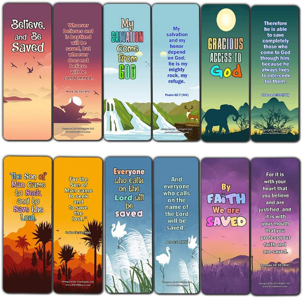 Salvation Scriptures Cards Bookmarks for Kids (60 Pack) - Perfect Gift away for Sunday School and Ministries