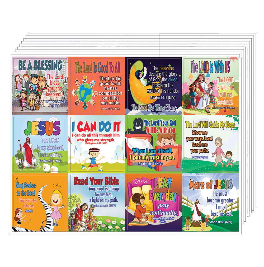 Inspirational Christian Stickers for Kids (10-Sheet)