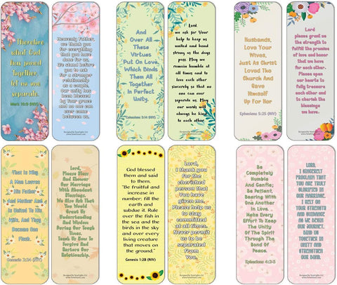 NewEights Popular Prayers and Bible Scriptures About Marriage Bookmarks (30-Pack) – Everyday Prayer Card Set – Book Page Clippers – Suitable for Church Ministry Events Give-aways