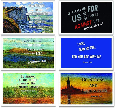 Christian Inspirational Postcards - Be Strong Bible Verse Theme (60-Pack) - Postcrossing Birthday Church Stocking Stuffers for Men Women Teens Kids