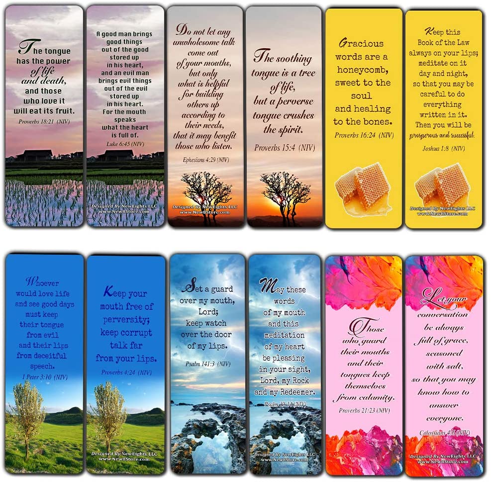 Bible Verses About the Tongue Scriptures Cards Bookmarks (30-Pack) - Handy Reminder About The Tongue Scriptures