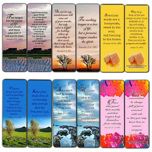 Christian Bookmarks Scriptures Cards (60-Pack) from NIV Bible - Speak Life Bible Verses About the Tongue- Religious Gifts for Men Women Teens Kids - God's Blessing Wisdom Devotional Book Markers