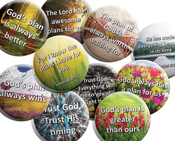 "The Lord Has Awesome Plans For You Pinback Buttons (1 Set x 10 Designs) - Large 2.25"" VBS Church Giveaways Encouragement Gift Token for Teens & Adults"