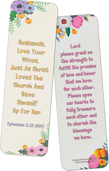 NewEights Popular Prayers and Bible Scriptures About Marriage Bookmarks (12-Pack) – Daily Inspirational Prayer Card Set – Book Page Clippers – Ideal for Church Events Give-aways