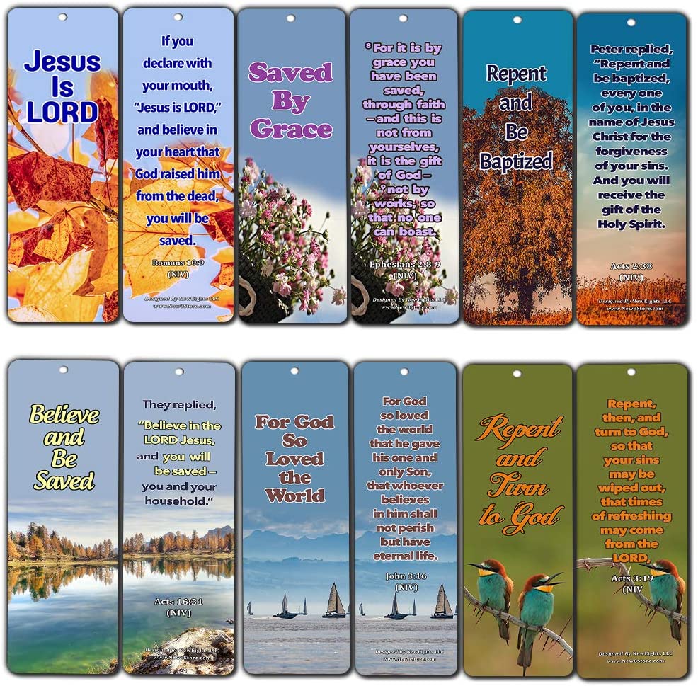 Bible Verses About the True Meaning of Salvation Bookmarks (30 Pack) - Handy Bible Texts About Being Saved Through Christ Jesus