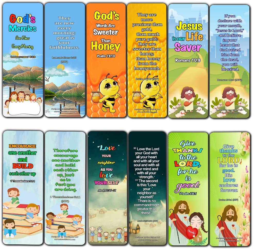 Thankful Bible Verses Bookmarks for Kids (60 Pack) - Bible Verses About Gratitude That Are Simple and Easy for Kids to Memorize