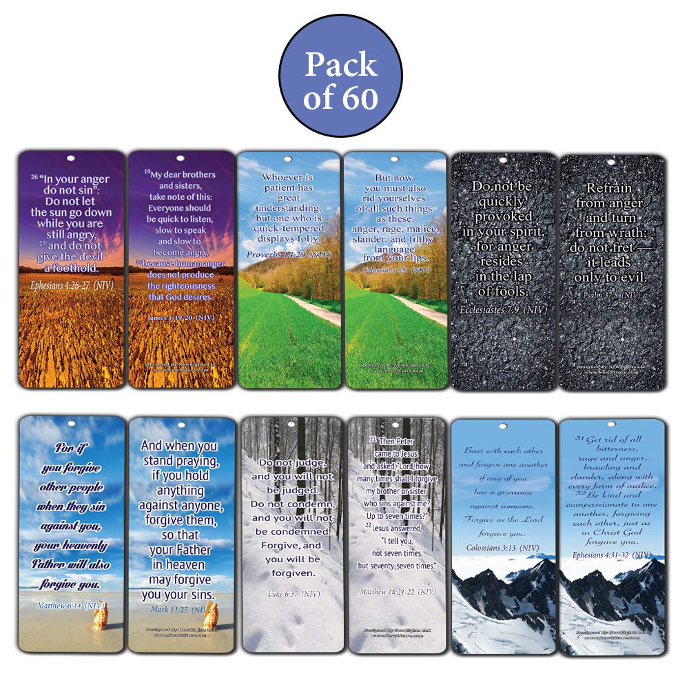 Bible Verse Bookmarks Cards (60-Pack) Anger & Forgiveness - Choose To Forgive - Heal Relationships - Finding Release from the Bondage of Anger and Bitterness - Get Your Life Back