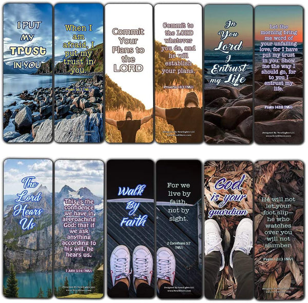 Scriptures Bookmarks - Bible Verses about Trusting God (30 Pack) - Well Designed and Easy To Memorize Bible Verses - Christmas Stocking Stuffers Birthday Assorted Bulk Pack