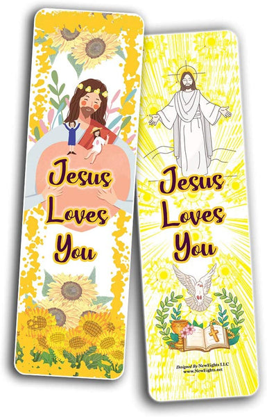 Jesus Loves You Bookmarks - Sunflower Theme Cards (30 Pack)