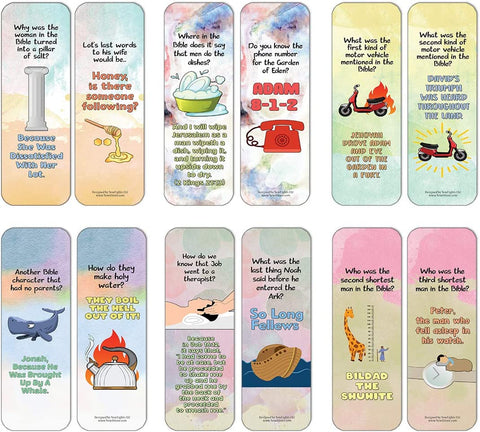 NewEights Christian Jokes Series 8 Bookmarks (60-Pack) – Daily Entertainment and Inspirational Card Set – Interesting Book Page Clippers – Ideal Gifts for Kids Teens