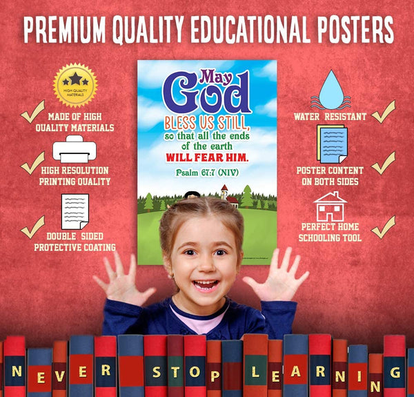 God's Blessing Christian Living Poster (6-Pack) - Encouraging Bible Verses Poster for Men Women Teens - A3 Size - Renewed in God's Blessing Poster Reading Wall Decor Sunday School Church Decor