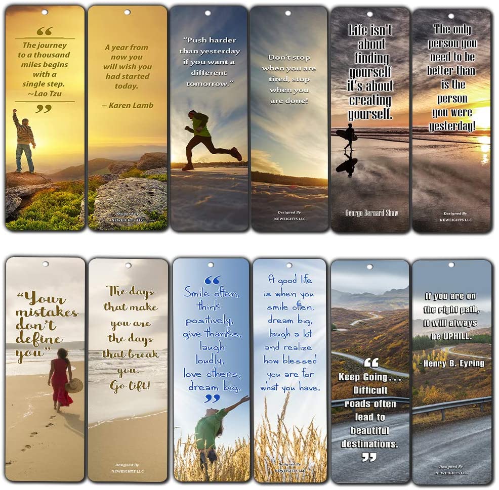 Inspirational Quotes Bookmarks Cards (30-Pack) - For Inspiring and Encouraging Men and Women - Sunday School Rewards Christian Stocking Stuffers Birthday Party Favors Assorted Bulk Pack