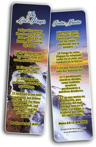 The Lord's Prayer Padre Nuestro English-Spanish Bilingual Bookmarks (60-Pack) - Church Memory Verse Sunday School Rewards - Christian Stocking Stuffers Birthday Party Favors Assorted Bulk Pack