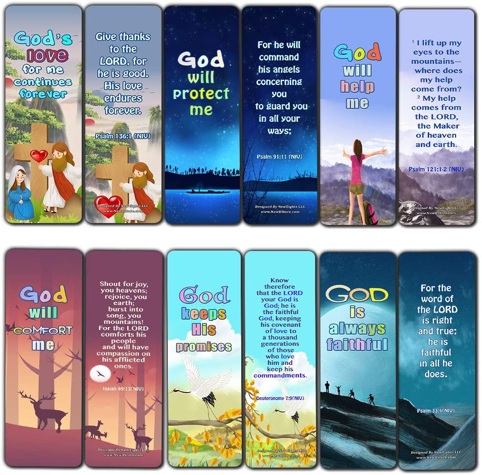 Christian Bookmarks for Kids - Encouraging God's Promises (30 Pack) - Well Designed for Kids - Stocking Stuffers Devotional Bible Study - Church Ministry Supplies Teacher Classroom Incentive Gifts