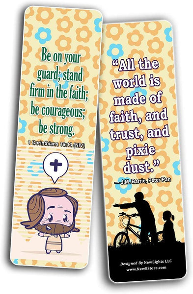 NewEights Famous Verses and Quotes on Faith (12-Pack) – Daily Motivational Card Set – Collection Set Book Page Clippers – Ideal for Church Events