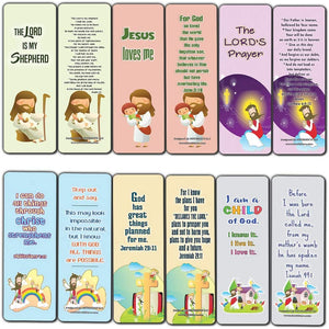 Christian Bookmarks Cards for Kids (60-Pack) - Scripture Bible Verses - Psalm 23 - Great Stocking Stuffers for Easter Baptism Thanksgiving Christmas Sunday School - Prayer Cards - War Room Decor