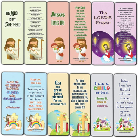 Christian Bookmarks Cards for Kids (30-Pack) - Scripture Bible Verses - Psalm 23 - Great Stocking Stuffers for Easter Baptism Thanksgiving Christmas Sunday School - Prayer Cards - War Room Decor