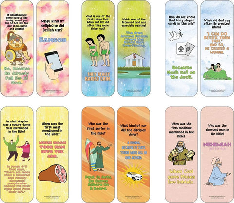 NewEights Christian Jokes Series 4 Bookmarks (12-Pack) – Daily Entertainment and Inspirational Card Set – Interesting Book Page Clippers – Ideal Gifts for Sunday School