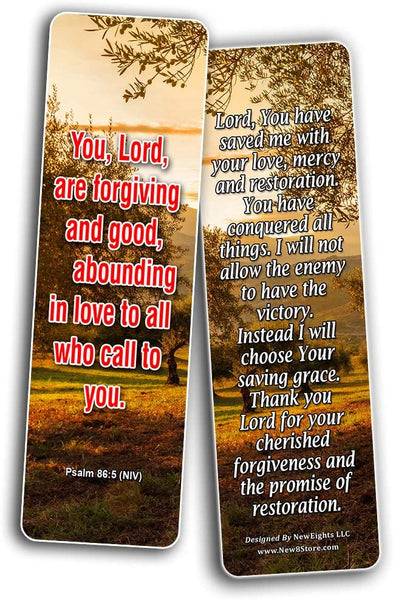 Popular Prayers and Bible Scriptures on Forgiveness Bookmarks - 12 Pack