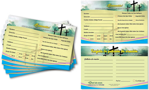Spanish Church Visitor Card and Prayer Request Card Set B (60-Pack) - Prayer Request Cards in Spanish Assorted Bulk Pack - Collect and Support Church Members
