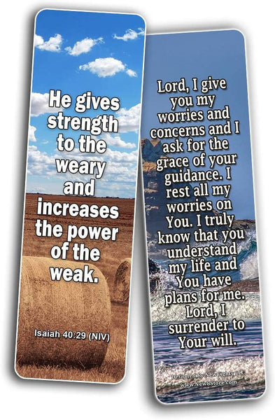 Popular Prayers and Bible Scriptures on Strength Bookmarks - 60 Pack