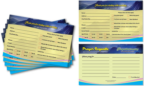 Church Visitor Card and Prayer Request Card Set B (60-Pack) - Christian Assorted Bulk Pack - Pray and Support Your Church Members