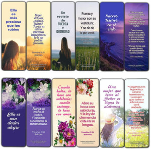 Spanish Bible Verses About Virtuous Woman Bookmarks (30 Pack) - Handy Spanish Bible Texts To Learn What Traits Define And Constitute Virtuous Women from the Many Lessons of the Bible