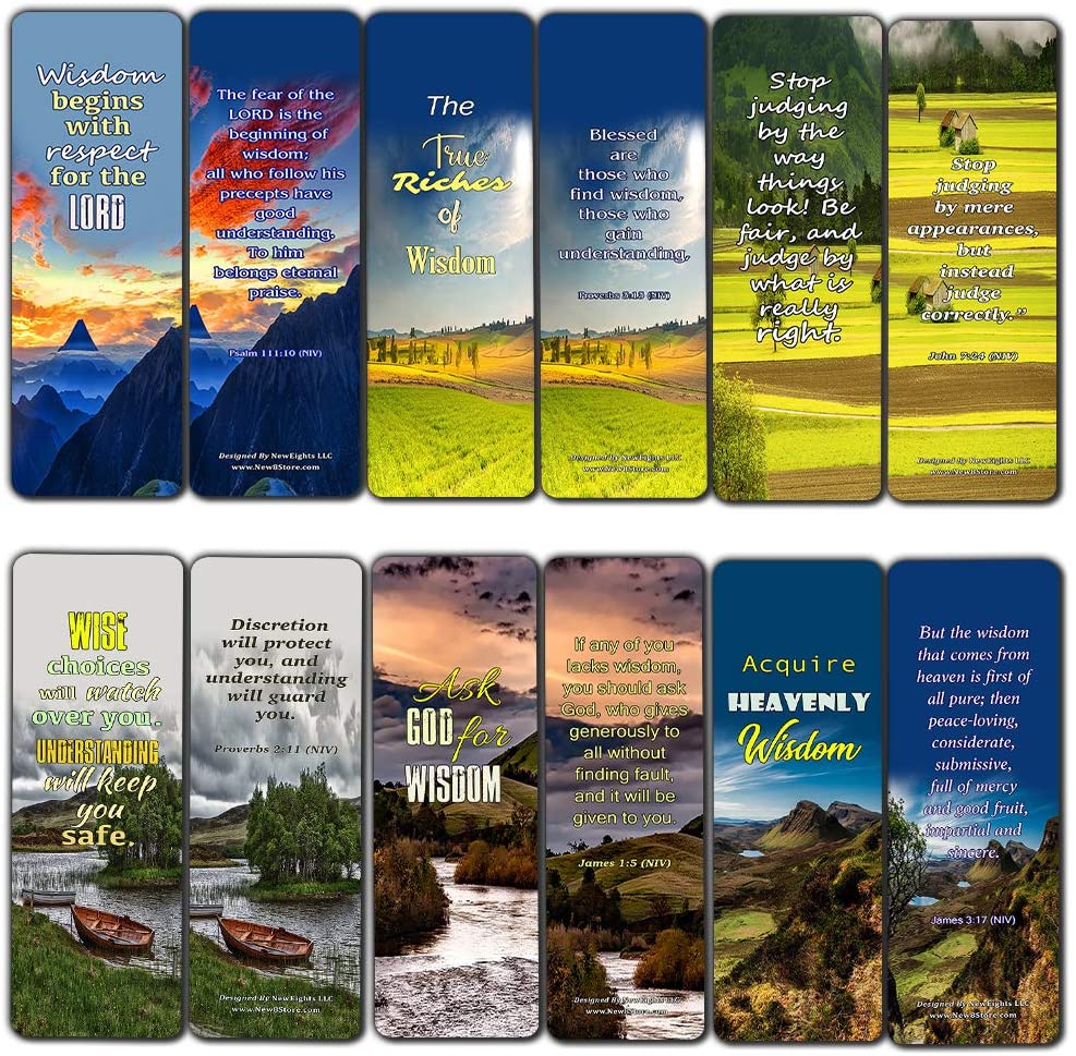 Scriptures Cards Bookmarks About Wisdom and Discernment (60 Pack) - Bible Verses About What Does the Bible Say About Discernment