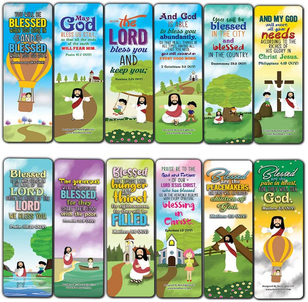 God's Blessing Christian Living Bookmarks (30-Pack) - Stocking Stuffers for Boys Girls - Children Ministry Bible Study Church Supplies Teacher Classroom Incentives Gift