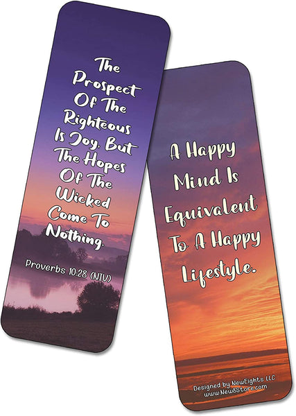 NewEights Famous Verses and Quotes on Happiness (60-Pack) – Daily Motivational Card Set – Collection Set Book Page Clippers – Ideal for Church Events