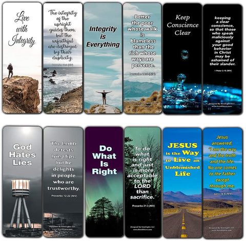Bible Verses About Integrity Bookmarks (60-Pack) - Stocking Stuffers for Men Women Dad Mom Cell Group Church Supplies VBS