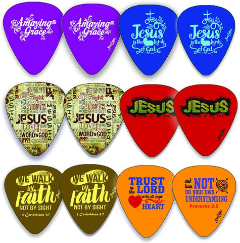 Christian Guitar Picks - Amazing Grace - 12 Pack