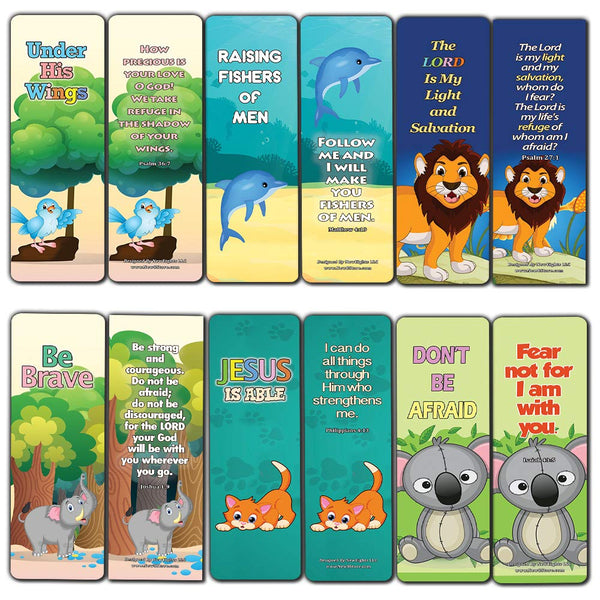 Encouraging Bible Verses Bookmarks for Kids - Animal Series 1