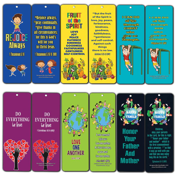 Christian Bookmarks for Kids - Character Building Bible Verses Cards - Great Stocking Stuffers for Easter Baptism Thanksgiving Christmas Sunday School Party Favors Classroom Incentives