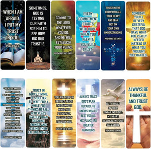 NewEights Famous Verses and Quotes on Trust (12-Pack) – Daily Motivational Card Set – Collection Set Book Page Clippers – Ideal for Church Events