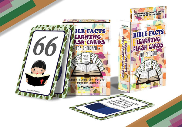 NewEights Bible Facts Learning Flashcards for Children (4-Deck) - Educational Homeschooling Teaching Teachers Set for Day Care Classroom Nursery Home - Religious Cards for Boys Girls