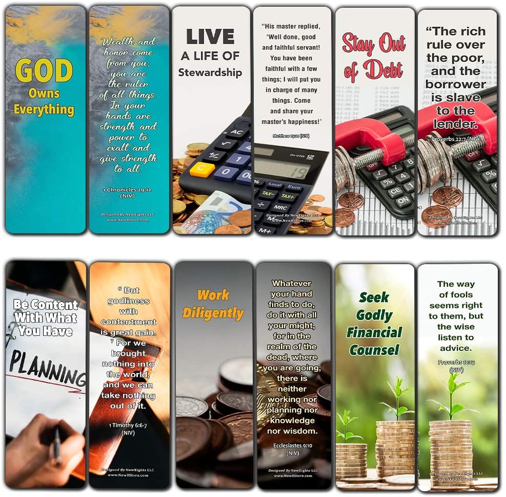 Christian Bookmarks for Biblical Financial Principles Series 1 (60-Pack) - Bible Study Resources Materials - Great Stocking Stuffer Easter Cards