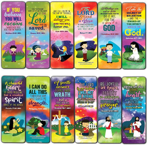 Positive Bible Verses Bookmarks (60-Pack) - Church Memory Verse Sunday School Rewards - Christian Stocking Stuffers Birthday Party Favors Assorted Bulk Pack