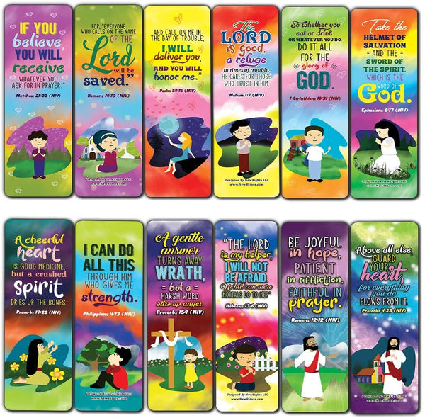 Positive Bible Verses Bookmarks (60-Pack) - Church Memory Verse Sunday School Rewards - Christian Stocking Stuffers Birthday Party Favors Assorted Bulk Pack