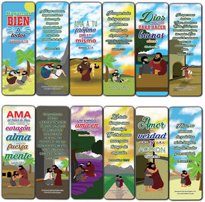 Spanish The Good Samaritan Christian Bookmarks Cards (30-Pack) - Stocking Stuffers for Boys Girls - Children Ministry Bible Study Church Supplies Teacher Classroom Incentives Gift