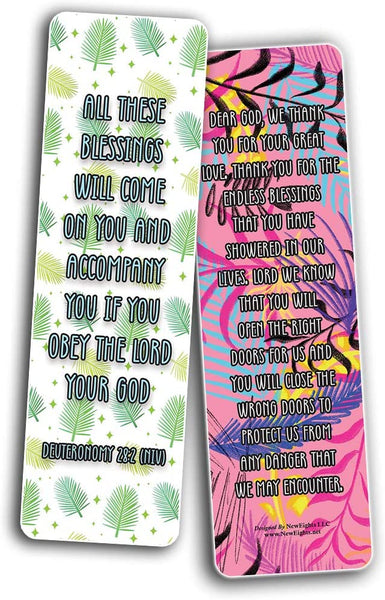 Popular Prayers and Bible Scriptures on Blessings Bookmarks (12-Pack) - Sunday School Easter Baptism Thanksgiving Christmas Rewards Encouragement Gift God's Protection & Assurance